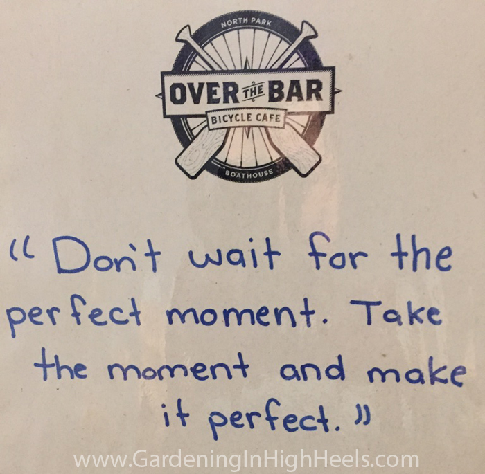 "Don't wait for the perfect moment. Take the moment and make it perfect."
